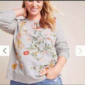 ANTHROPOLOGIE | Maeve embroidered crewneck sweater